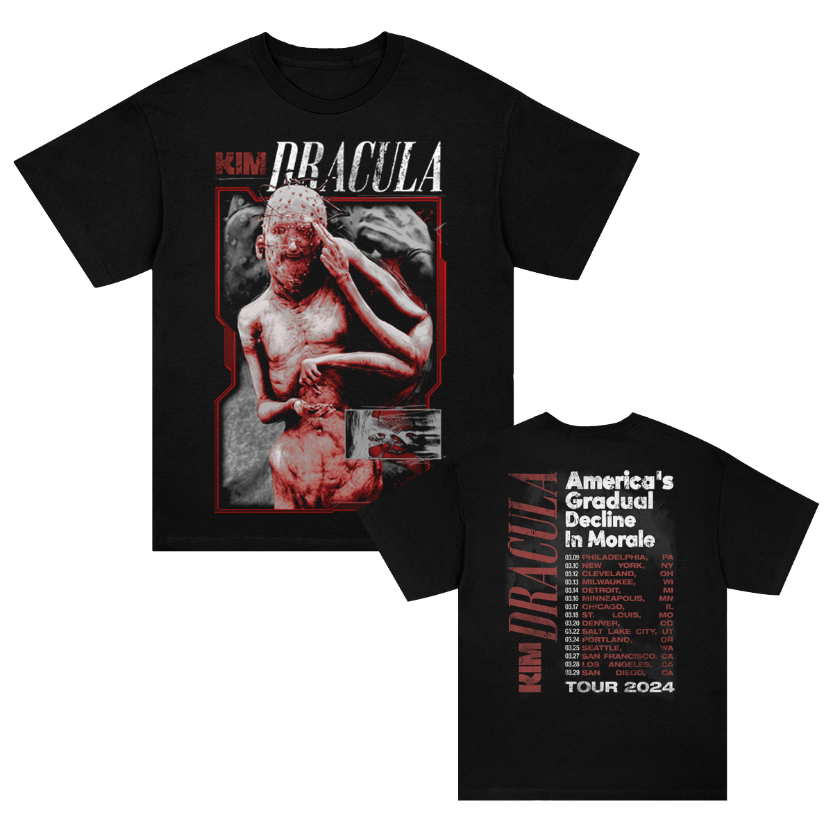 America's Gradual Decline In Morale 2024 Tour T-Shirt (Black)