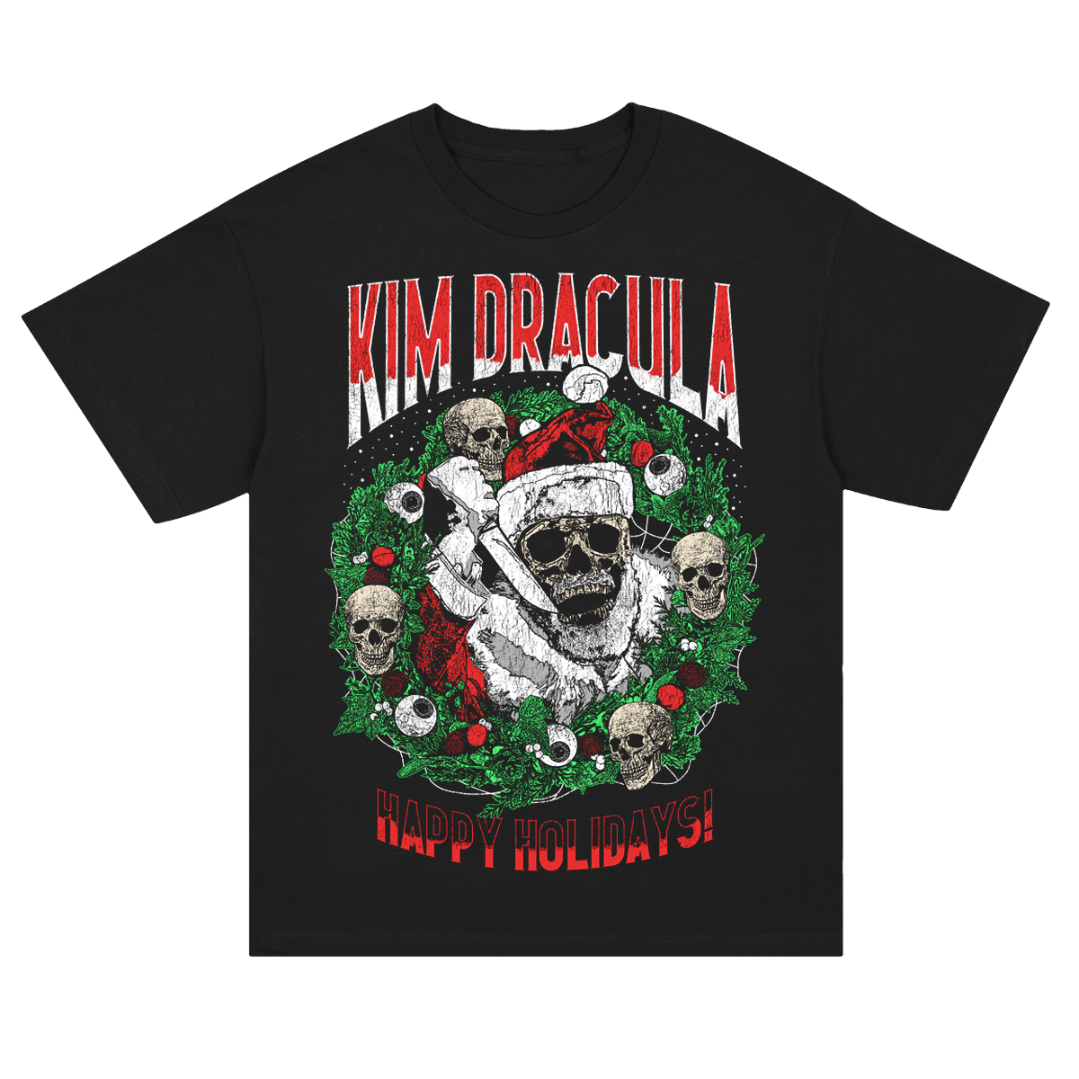 Santa Wreath T-Shirt (Black)